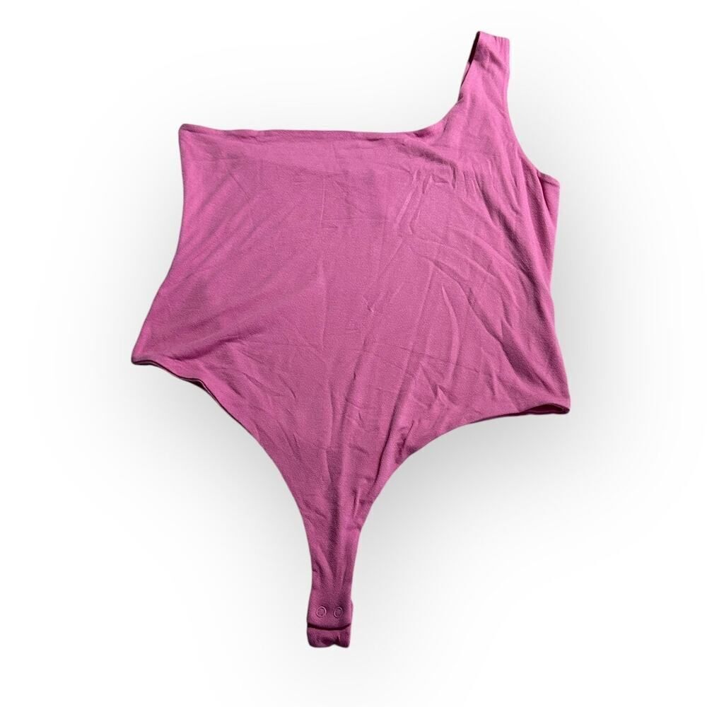 Naked Wardrobe Sculpt‎ Side Bodysuit Women's Plus 3X Pink Thong One Shoulder NWT